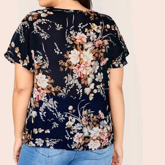 SHEIN Women's Mesh Insert Floral Print Tunic NWOT - Picture 4 of 8